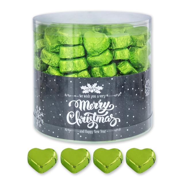 Günthart 150 grüne  Herzen aus Schokolade | Merry Christmas 