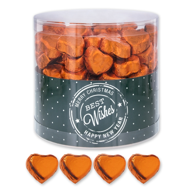 Günthart 150 orange Herzen aus Schokolade | Best Wishes 