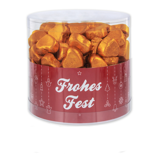 Günthart 150 orange Herzen aus Schokolade | Frohes Fest 