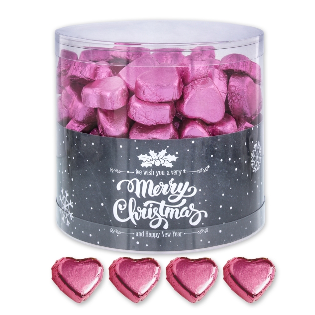 Günthart 150  rosa Herzen aus Schokolade | Merry Christmas 