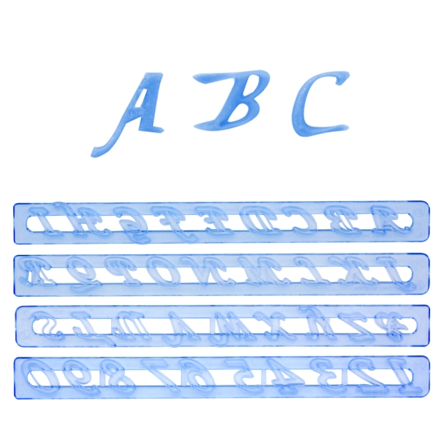 Ausstecher Buchstaben und Zahlen - Kursiv 
