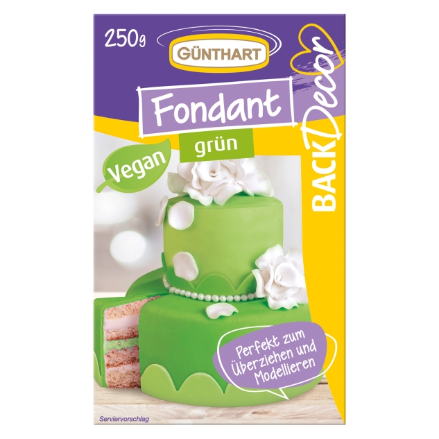 BackDecor Fondant grün, 250 g 100% Vegan, Palmölfrei, Reißfest 