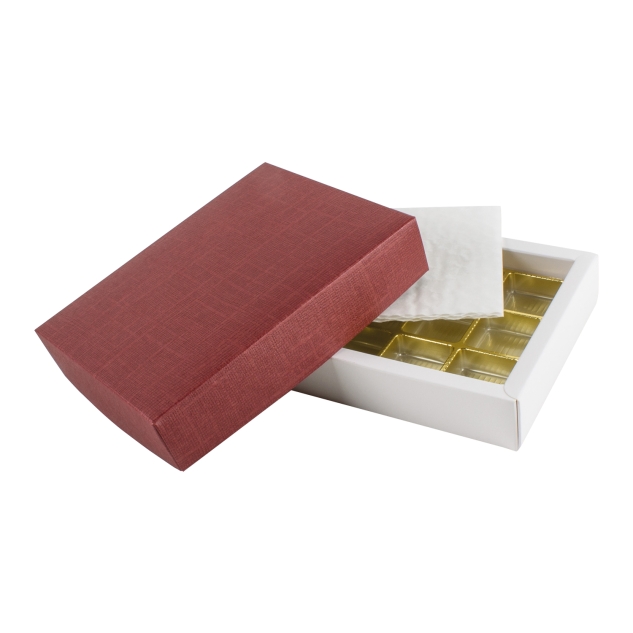Pralinenschachtel 12er bordeaux strukturiert 