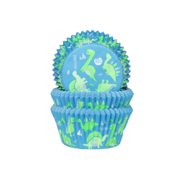 50 Muffinförmchen Dino, blau/grün 