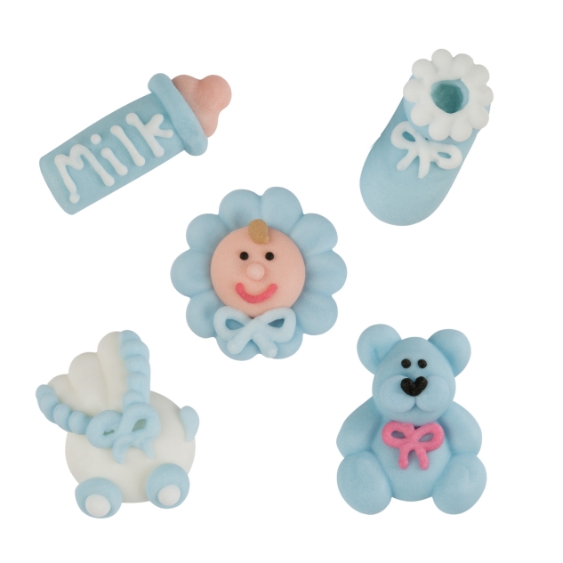 Tortendekor Taufe Tortenfigur 96 Zuckerfiguren BLAU 