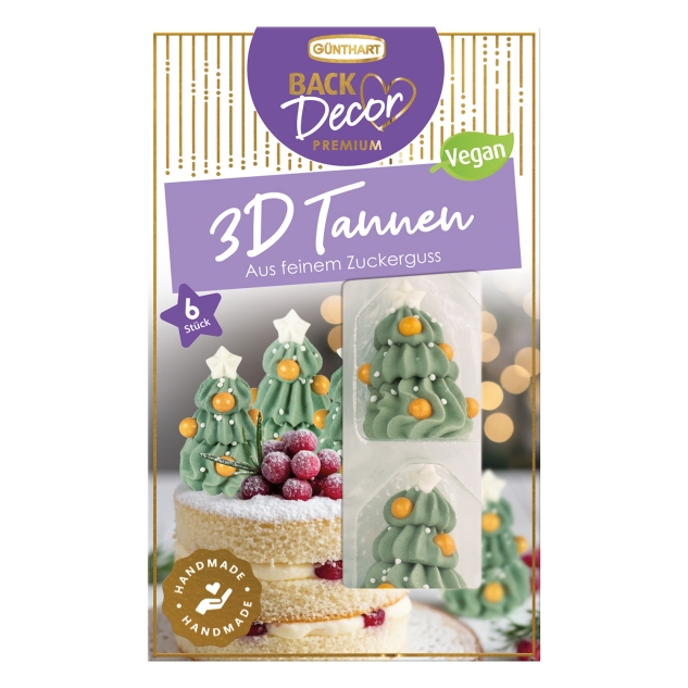 BackDecor 6 Stück Zucker Tannenbäume VEGAN 