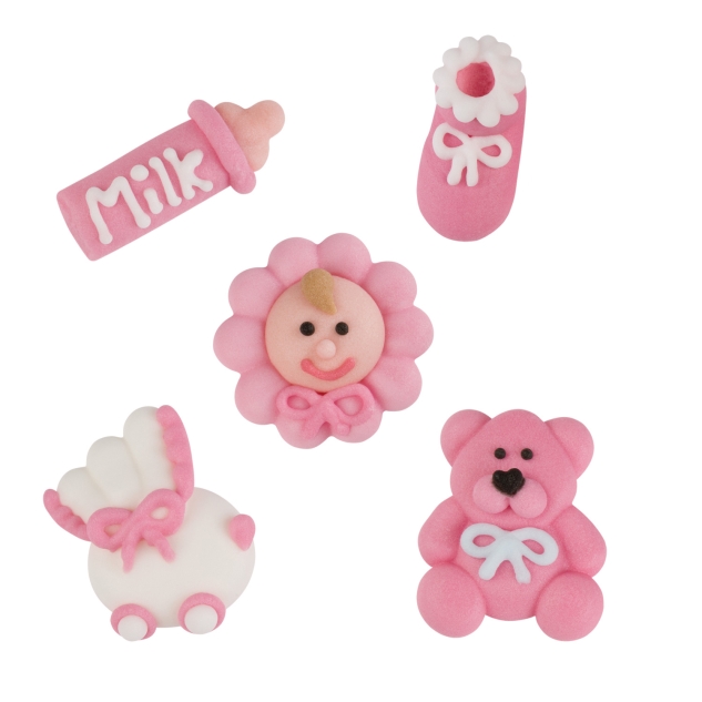 Tortendekor Taufe Tortenfigur 96 Zuckerfiguren ROSA 