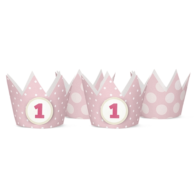 4 Krönchen mit Pünktchen, rosa 