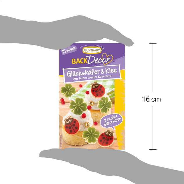 BackDecor Glückskäfer & Kleeblätter aus weißer Kuvertüre 