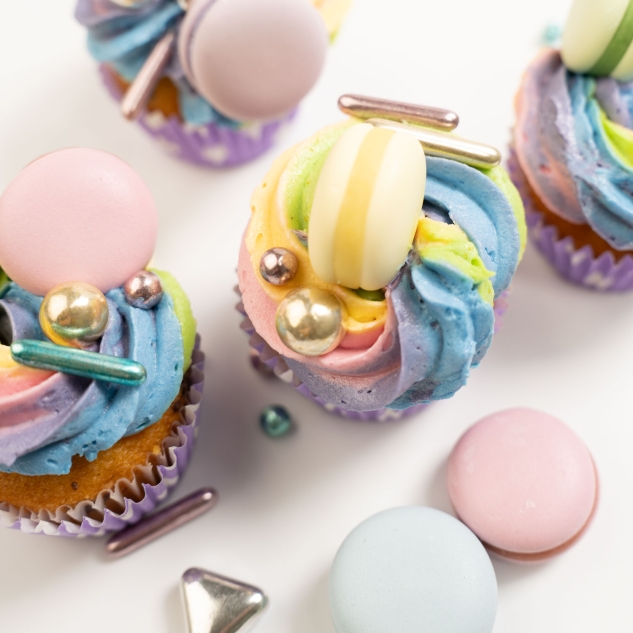 Günthart 10 bunte Makkarons vegan in rosa, gelb, grün, blau, lila 