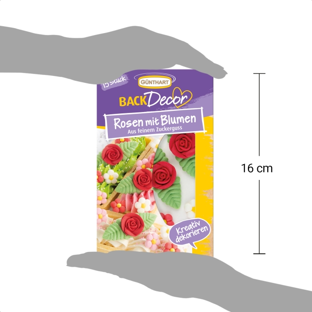BackDecor 15 Rosen mit Blumen aus Zucker 