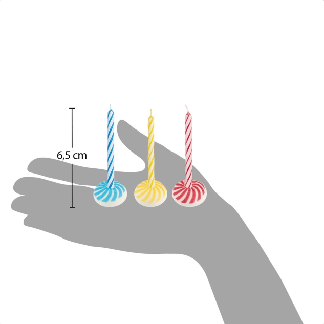 BackDecor 12 bunte Wachskerzen mit Zuckerkerzenhalter - langsam abbrennend 