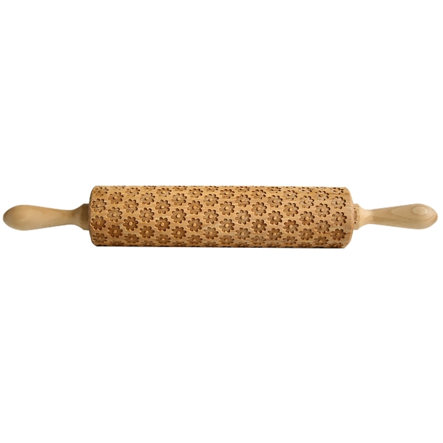Holz Teigroller mit Gänseblümchen Prägung 