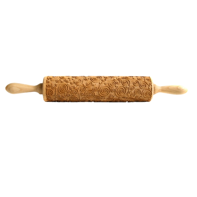 Holz Teigroller mit Prägemuster Spirale 