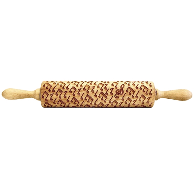 Holz Teigroller mit Prägemuster Musiknoten 