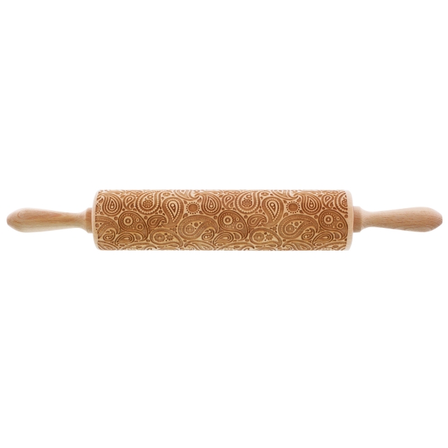 Holz Teigroller mit Paisleymuster Prägung 