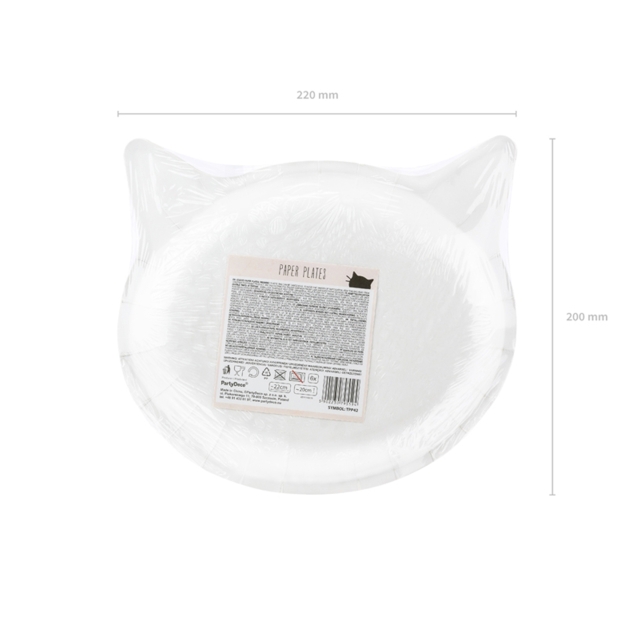 6 Pappteller, Katze, rosa 