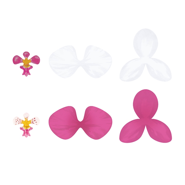 6 DIY Orchideen aus Papier, pink - weiß 