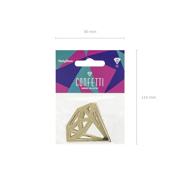 12 kleine Konfetti Diamanten, gold 