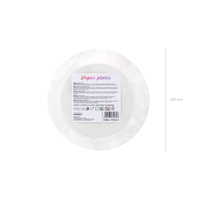 6 runde Pappteller irisierend, rosa, 18cm 