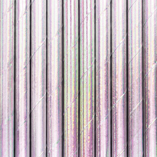 10 Papier Strohhalme, irisierend, 19,5cm 