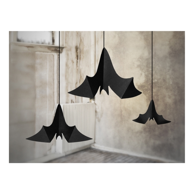 3 Fledermäuse aus Papier, Hängedeko 