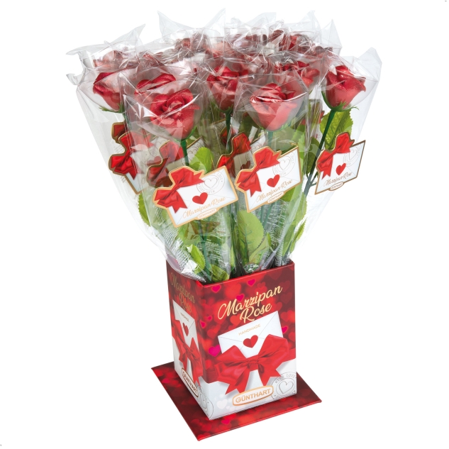 Günthart 20 Rosen am Stiel aus Marzipan - Höhe ca. 420 mm 