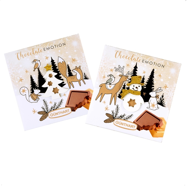 Günthart 2 Stück Pralinen Wintergeschenk mit verschiedene Motiven 