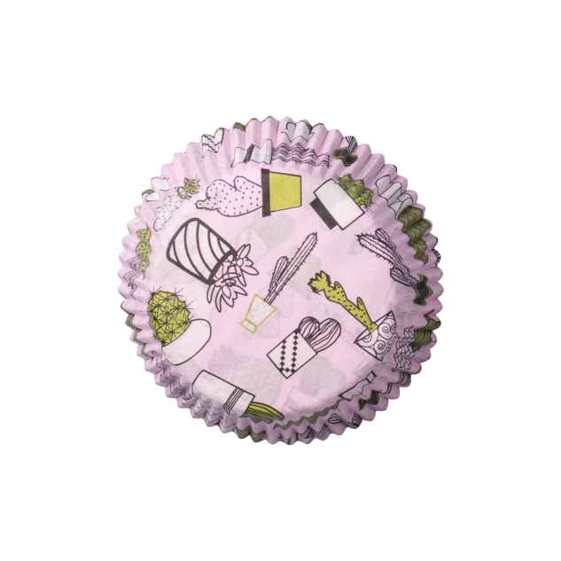 60 Muffinförmchen rosa, Kaktus, 5 x 2,5cm 