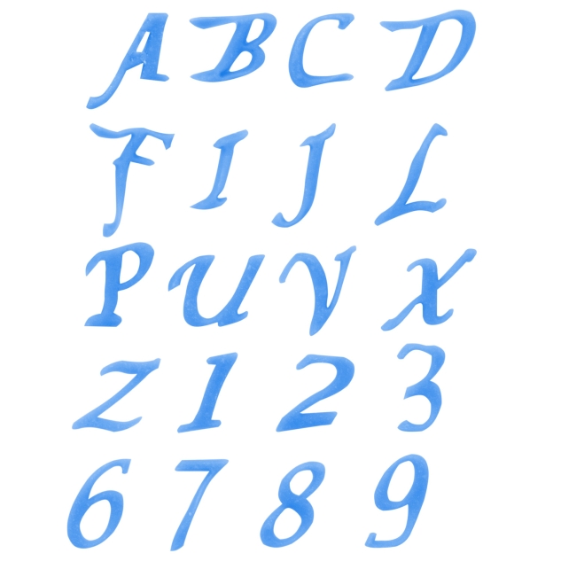 Ausstecher Buchstaben und Zahlen - Kursiv 