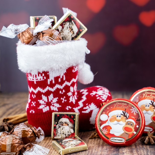 5 Pralinentaler, Nikolaus mit Rentier 