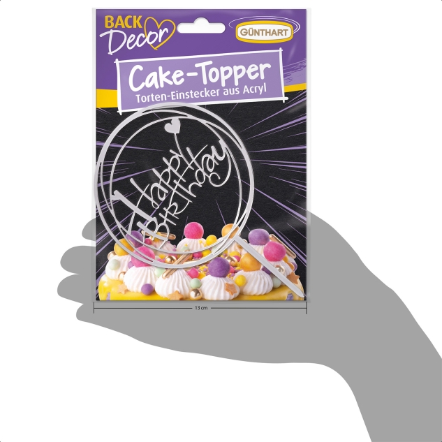 BackDecor 5er SET Cake Topper aus Acryl, SILBER, gemischt 