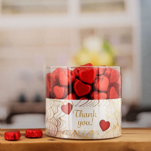 Günthart 150 rote Herzen aus Schokolade, Thank you - Geschenk 