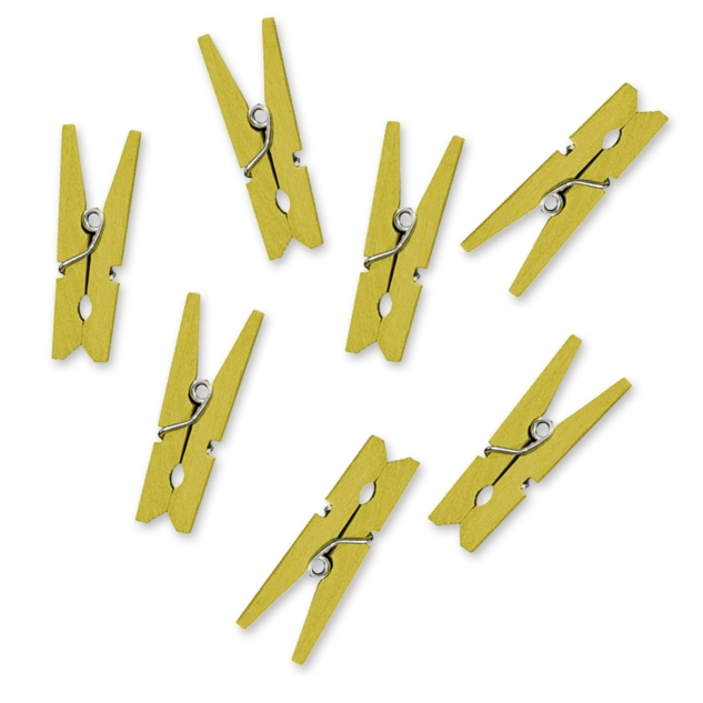 10 kleine Holzklammern, gelb 