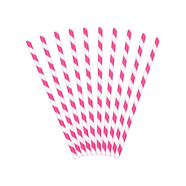 10 Strohhalme, pink / weiß 