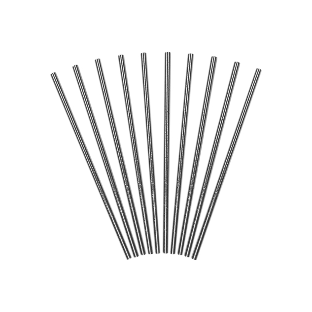 10 Papier Strohhalme, silber, 19,5cm 