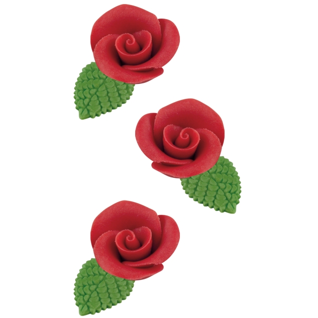 BackDecor 3 rote Rosen aus Marzipan 