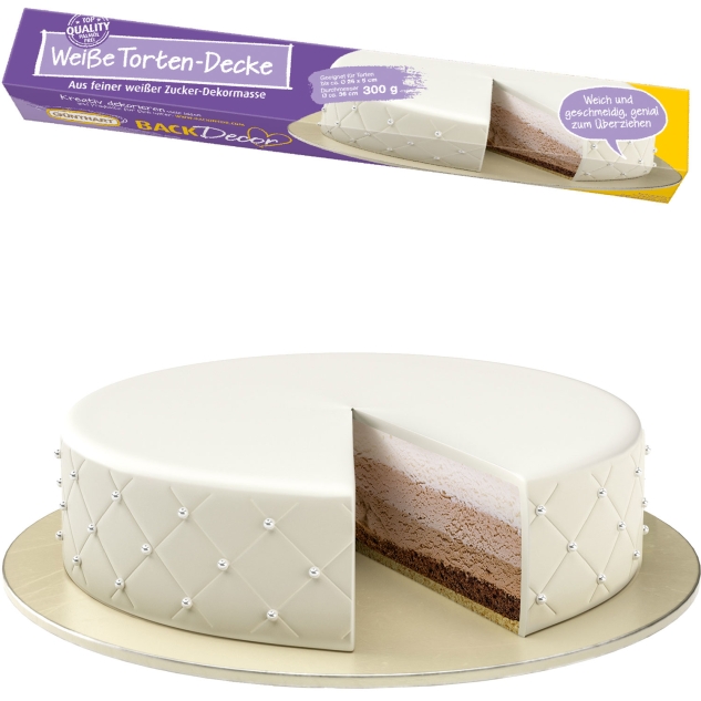 BackDecor Tortendecke weiß aus Zucker, Ø 36 cm 
