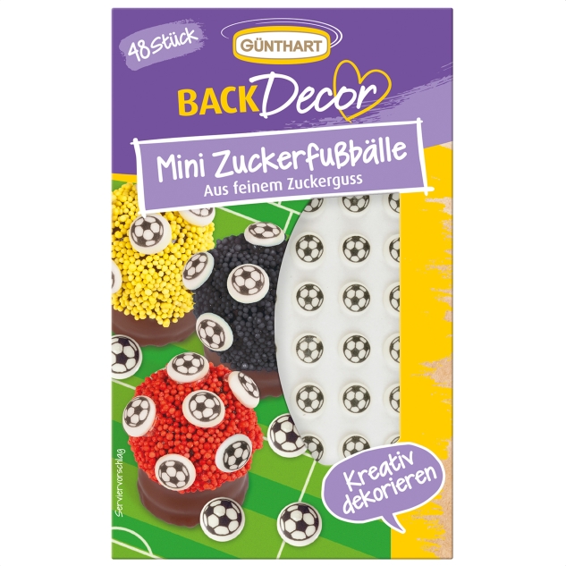 BackDecor Fußball Set 48 Mini Fußbälle und Zucker Fußballer 