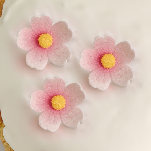 60 Feinzuckerblumen, gross, rosa 