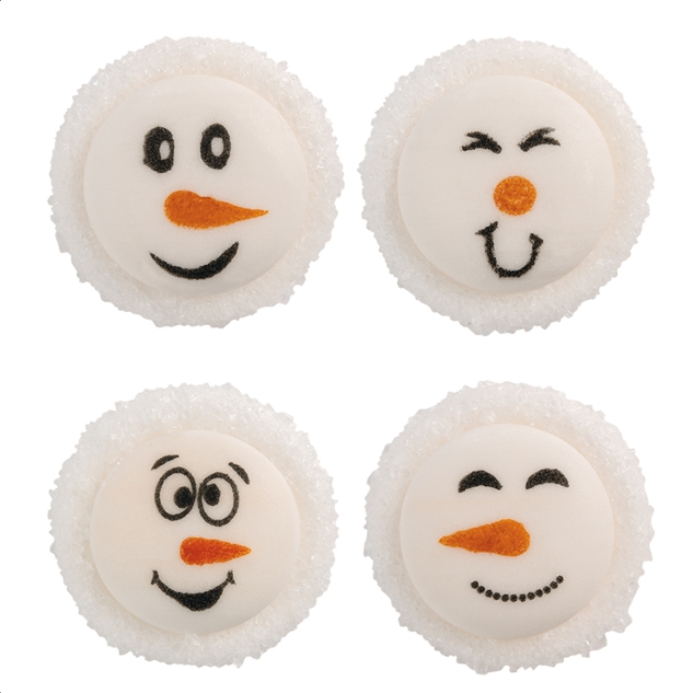Günthart 120 Stück Zucker-Gesichter Schneemann, sortiert 