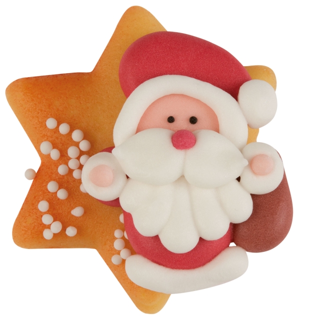 48 Zucker- Nikolaus mit Stern und Tanne aus Marzipan 