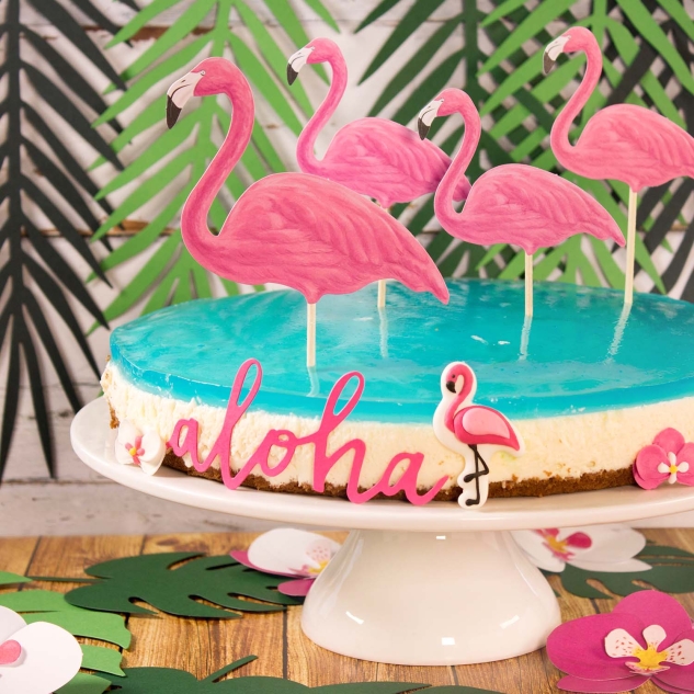 6 Flamingo Einstecker als Topper für Cupcake oder Torten Dekoration 