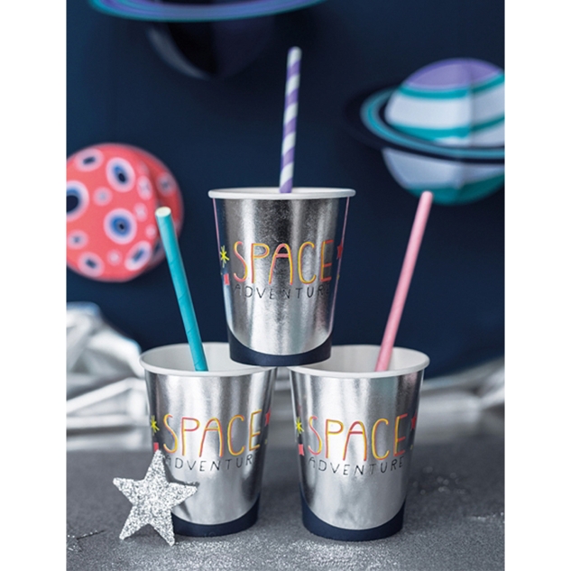 6 Pappbecher, Space Adventure, 200 ml | Weltall 