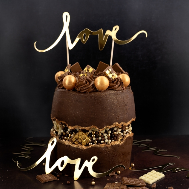 Cake Topper Love, gold 