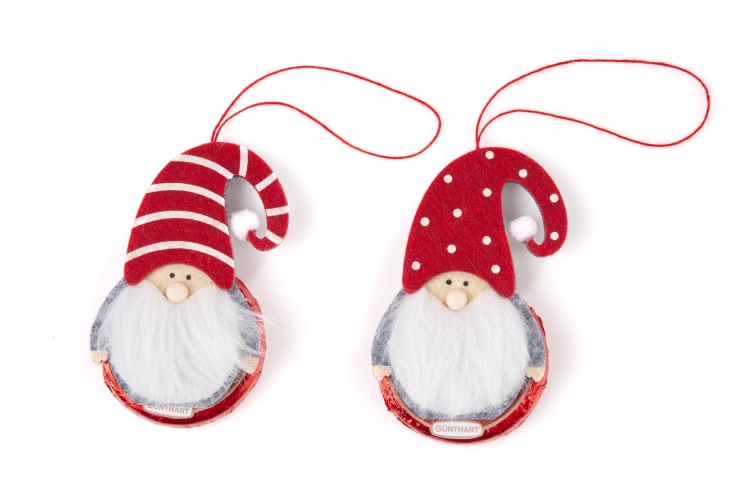 16 Stück Filz Nikolaus auf Pralinentaler aus Schokolade mit Nikolaus Filzmotiv 