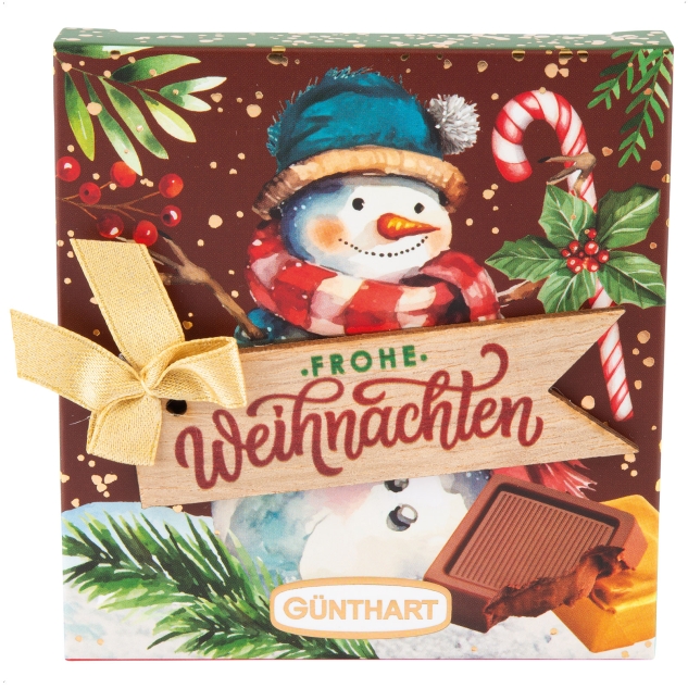 30 Stück Pralinenpräsent mit Holzstern und Holztannenbaum Dekoration 