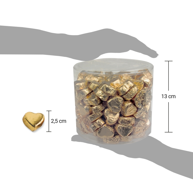 Günthart 150 goldene Herzen aus Schokolade | Betthupferl rot 