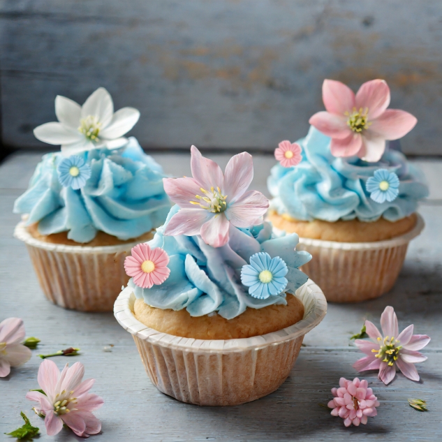 Günthart 24 Blumen hellblau aus Zucker 