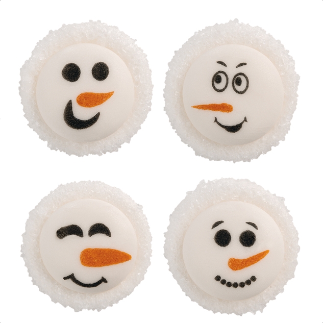 Günthart 120 Stück Zucker-Gesichter Schneemann, sortiert 